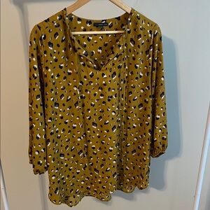 Leopard Print Mustard Blouse